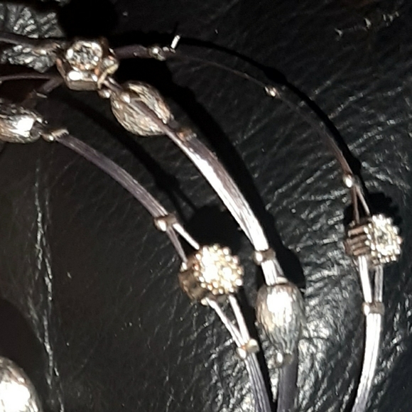 Multiple 4 - Wire & Clear Stone Bracelet 8" Silver - Picture 3 of 8